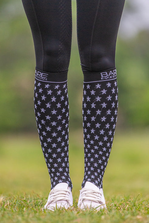 BARE Compression Sock - Star - Black Adults