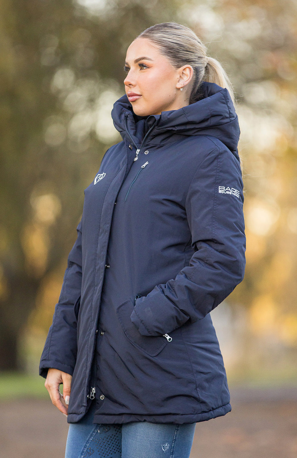 BARE Winter Series - Charlotte Waterproof Jacket - Navy – Bare Equestrian